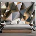 Cliouar-Metal Polygon Geometry Wall Mural Wallpaper for Bedroom Living Room 158" x 110" (Not Peel and Stick)