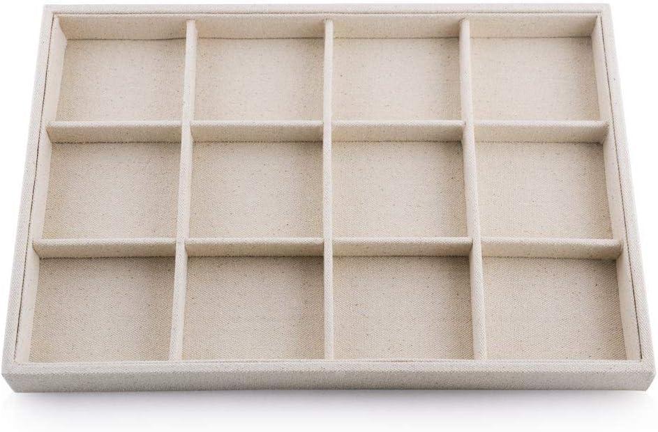 Oirlv Stackable 12 Girds Jewelry Trays Jewelry Storage Tray Showcase Display Organizer(13.8" X 1.4"X 9.4")