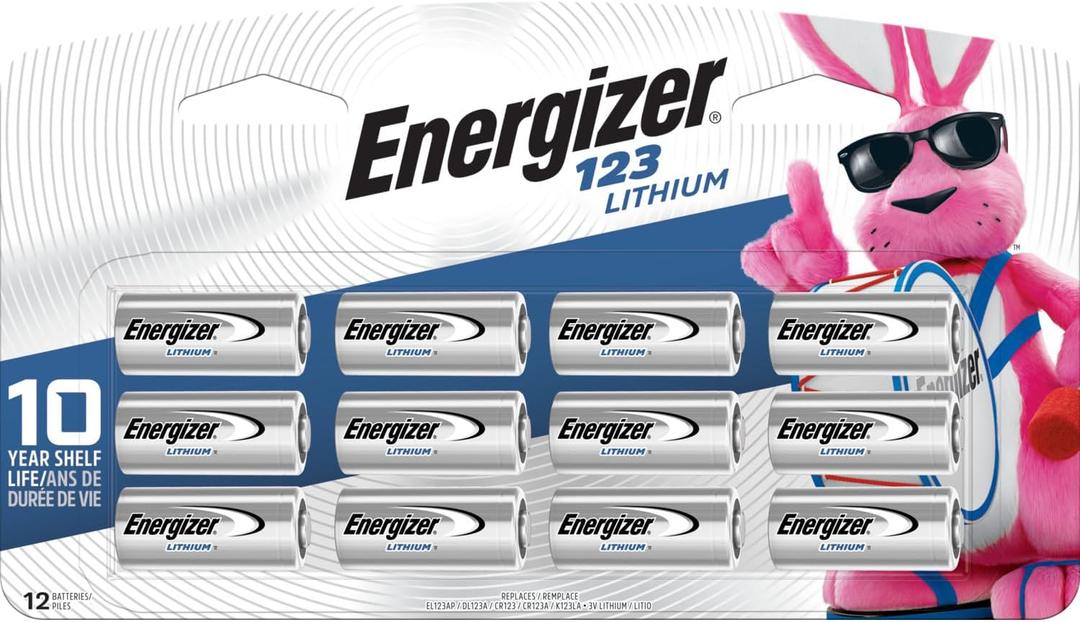 Energizer 123 Lithium Batteries (12 Pack), 3V Photo Batteries