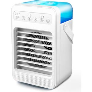 Portable Air Conditioners, Mini Air Conditioner Personal Evaporative Air Cooler with 4 Speeds 7 Colors, 600ML Portable Ac Unit Fan 2 Cool Mist Cooling Fan for Room Office Car