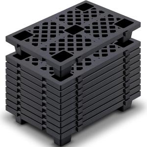 10 Pcs Plastic Pallets for Basement Storage Nestable Moisture Waterproof Lightweight Floor Pallets with Breathable Grid for Indoor Outdoor Supermarket Warehouse (23.6 x 15.8 x 3.9 Inch,Black)