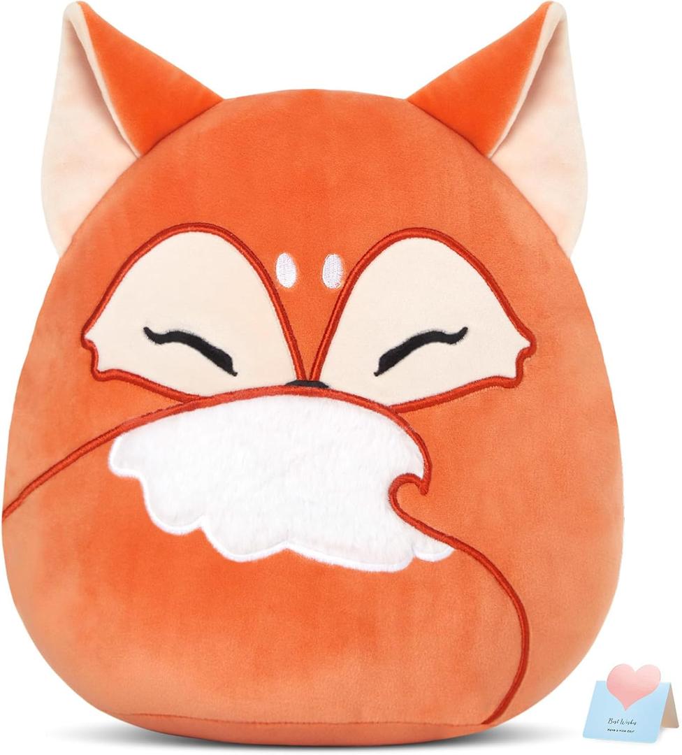 Glow Guards 12-Inch Red Fox Plush Pillow Cute Fox Stuffed Animal Soft Plush Toy Stuffed Animals Birthday Gift for Boys Girls Kids