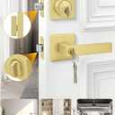 goldenwarm Exterior Door Lock Set Gold Front Door Lock Set, Heavy Duty Zinc-alloyed Front Door Handle and Deadbolt Set (1 Pack)