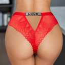 Avidlove Women Sexy Panties Lace Cheeky Panty Rhinestone Bikini Underwear 1-4 Pack (Red)