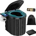 Portable Toilet, Upgraded 15'' toilet With Removable Paper Holder, Camping Toilet With A Load Capacity Of 450 Lbs, Portable Potty for Camping, Hiking, Road Trip, Car, RV, Tent, Beach, Truck Drivers