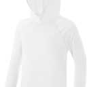 Boys Rash Guard Hoodie UPF 50+ Sun Protection Long Sleeve Swim Shirt Quick Dry Kids SPF Fishing Water Beach Shirts (Small, White)