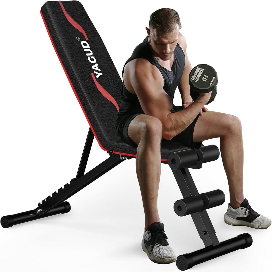Weight Bench Press, Adjustable Workout Benches for Home Gym Dumbbell Exercise, 800 LB Stable Incline Decline Bench for Full Body Workout, 2 Sec Fast Folding Strength Training Sit up Bench, 34"L x 16"W x 9.3"H.