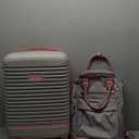 Coolife Suitcase Set 2 Piece Luggage Set Carry On Travel Luggage TSA Lock Spinner Wheels Hardshell Lightweight Luggage Set(Gray+Pink, 2 piece set (BP/TB/20))