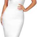 Shoulder Strap Sleeveless Fishtail Midi Bandage Dress for Women Bodycon Club Party Evening Dresses Size M