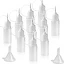 HARSKIYER 10ml Precision Tip Applicator Bottle, 10 Pcs White Fine Needle Tip Squeeze Bottles with 2 Mini Funnel, Fine Line Applicator wtih Leak-Proof Caps for DIY, Paint, Quilling, Craft, Acrylic