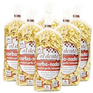 AL DENTE CarbaNada Roasted Garlic Fettuccine, Lower Carb Pasta, 16g High Protein, Cage Free Eggs, Non GMO, 10 Ounce Bags (Pack of 6), BB Date: 12/12/2026 AL DENTE CarbaNada Roasted Garlic Fettuccine, Lower Carb Pasta, 16g High Protein, Cage Free Eggs, Non GMO, 10 Ounce Bags (Pack of 6), BB Date: 12/12/2026