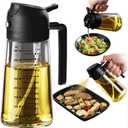 TrendPlain 16oz/470ml Glass Olive Oil Sprayer for Cooking  2 in 1 Olive Oil Dispenser Bottle for Kitchen Gadgets and Air Fryer Accessories, Salad, BBQ - Black