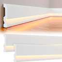 Briwooody Baseboard Molding with LED Duct, 2.6FT White, 12 Pcs, Classic