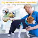 LelePet Dog Recovery Suit for Rear Legs to Stop Licking Hind Legs Abdomen Wounds, Dog Onesie for Surgery Female Male,Dog Pants to Prevent Licking for Small to Large Dogs, Cone Alternative (XS-3XL) (Navy Blue)