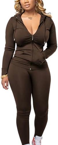 Mrskoala Two Piece Outfits for Women Jogger Sets Workout Sweat Suits Tracksuit Pants Set 2XL