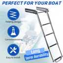 3-4 Step Boat Ladder Under Platform Slide Mount Boat Boarding Ladder, Telescoping Ladder with a Carry Handle and Mounting Screws, Press-Type Spring Latch (4 Steps)