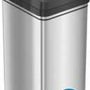 iTouchless 50 Liter / 13 Gallon Kitchen Trash Can with Lid & Odor Filter  Motion Sensor Stainless Steel Garbage Bin for Home, Office, or Garage  Slim, Large Capacity Design (Brushed Silver)