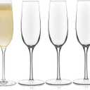 Libbey Signature Kentfield Champagne Flutes Set of 4, Elegant Champagne Glass with Curved Design, Glassware Drinking Glasses for Prosecco, and More (4 Count (Pack of 1), Clear)