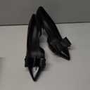 Womens Bow Heels Closed Pointed Toe Dress Shoes Stiletto Slip on Wedding Pumps (Black), 10