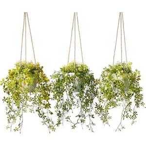PENGYEE 3 Packs Fake Hanging Plants with White Pots, 13" Artificial Hanging Plants for Wall Decor, Fake Plants Mandala Vine Indoor/Outdoor for Home Bathroom Bedroom Kitchen Office Room Decor