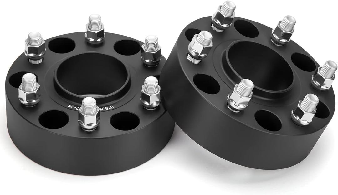 dynofit 2 inch Wheel Spacers 6x5.5 for Silverado 1500 Sierra 1500 | 6x139.7 Hub Centric Spacers 78.1 Hub Bore M14x1.5 Studs | Fits Tahoe, Suburban, Yukon, Escalade, Avalanche | 2-Pack Forged Aluminum