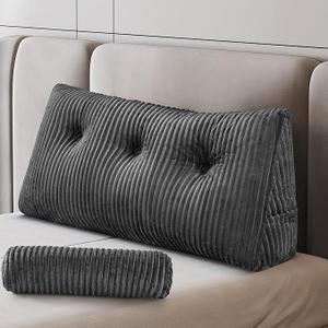 Z-hom Comfort Wedge Pillow Headboard, Ultra Soft Twin Triangular Pillow, Reading Pillow Standard Bed w/a Roll Pillow for Bed Sitting Up Sleeping, Backrest Cushion Headboard Gap Pillow for Back,Grey