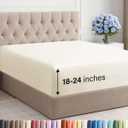 Extra Deep Queen Fitted Sheet - Hotel Luxury Single Fitted Sheet Only - Easily Fits 18 inch to 24 inch Mattress - Ultra Soft, Wrinkle & Fade Free w/Extra Deep Pockets - Breathable & Comfy - Off White