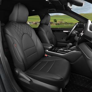 Seat Covers Fit Toyota Grand Highlander 2024 2025 2026, 8 Seats, Full Set Faux Leather, Water-Resistant Full Coverage Seat Protectors-Black