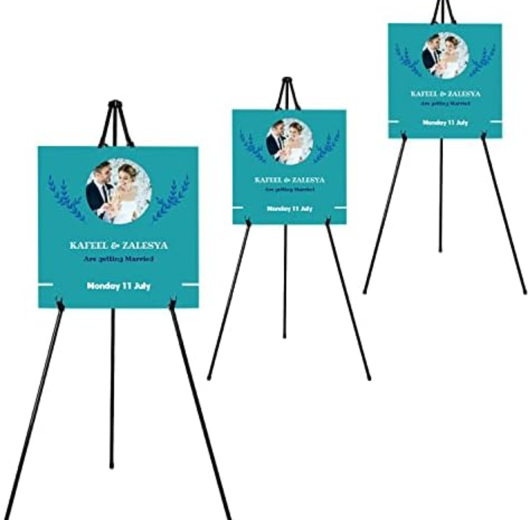 JIUYE 63" Instant Easels Stand for Wedding Sign & Posters,Adjustable Metal Easels for Display Painting Canvas,Folding Tripod with Portable Bag by JoyYeux,Black 3Pack