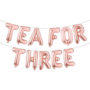 Tea for Three Party Decorations Balloon Tea Time Balloons for Girls kids 3rd Birthday Party Supplies (TEA FOR THREE Rose Gold)