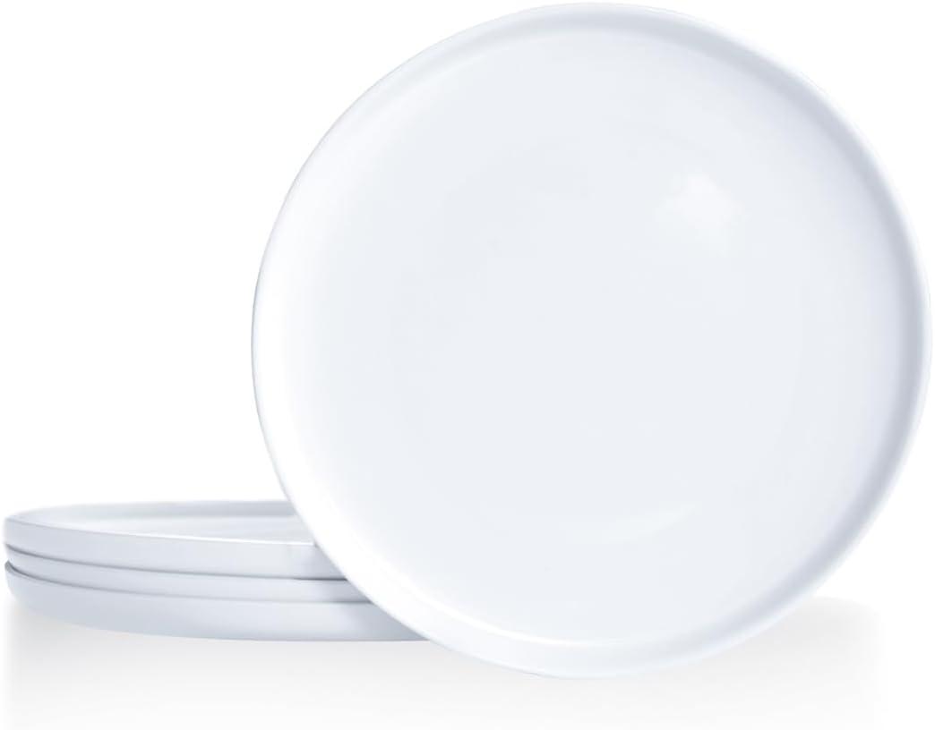 White Small Ceramic Plates Set of 4, 6 Inch Round Porcelain Appetizer Plate,Mini Dessert Plates with lipped Edge for Cake, Snack, Bread