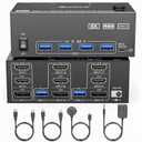USB3.0 HDMI KVM Switch 3 Monitors 2 Computers 8K@60Hz 4K@144Hz, Displayport and HDMI Dual Monitor KVM Switch with 4 USB 3.0 Port for Keyboard Mouse Printer, Wired Remote, 2 HDMI+1 Displayport KVM