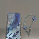 for iPhone 15 Case, Blue Dolphin Pattern Design,Glitter Sparkling Laser Case,2-in-1 with Beaded Wrist Strap,Soft TPU Frame, Shockproof and Anti-Shock, Suitable for Women & Girls