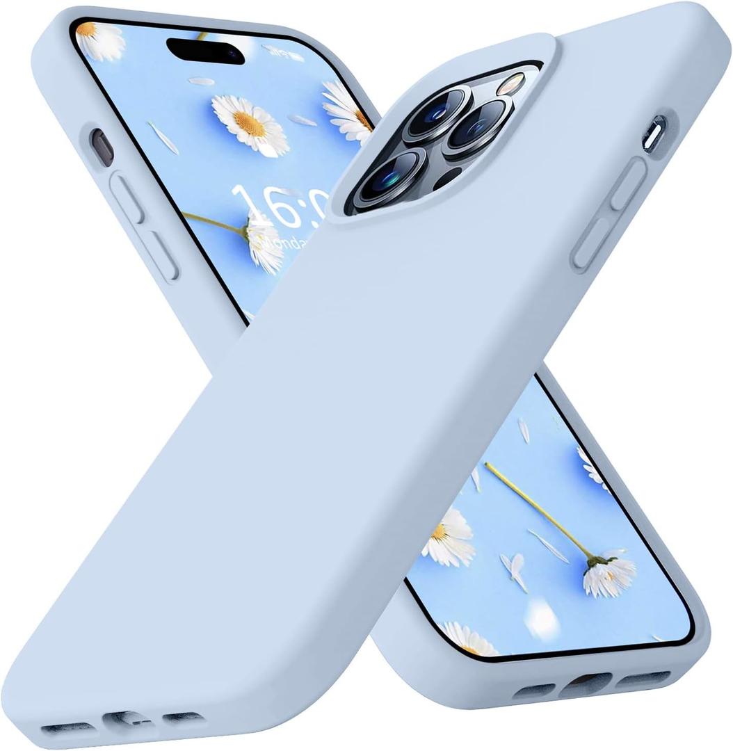 Ktele Compatible with iPhone 14 Pro Max Case, AB-Grade Liquid Silicone [Four Corner 50+Tiny Airbags Shockproof] [Soft Microfiber Lining Anti-Scratch] Camera Protection Case - Light Blue