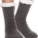 EBMORE Mens Slipper Fuzzy Socks Winter Cozy Fluffy Cabin Warm Fleece Soft Comfy Thick Non Slip Home Socks (Dark Grey)