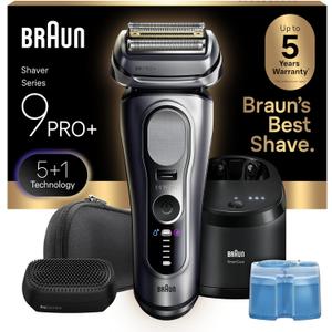 Braun Series 9 PRO+ Electric Shaver, Wet & Dry Razor, Pro SensoAdapt, 6in1 SmartCare Center, 9697CC, Silver