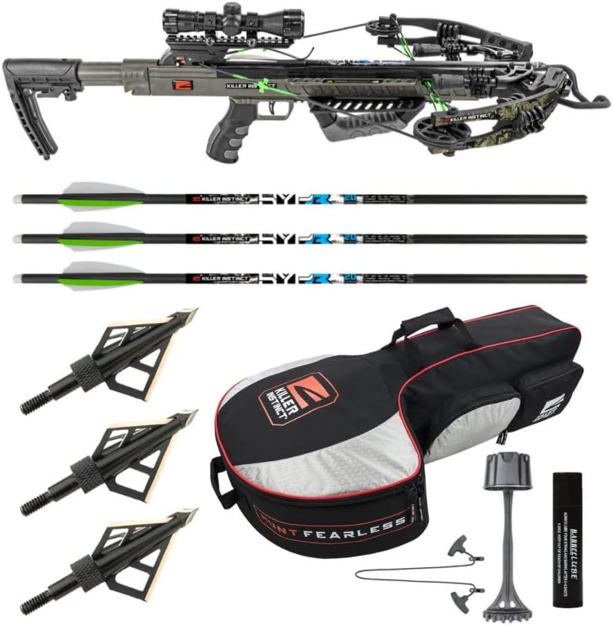 Killer Instinct Boss 405 FPS Crossbow Package with Backpack Case and Broadheads Bundle (3 Items)