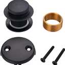 Black Bathtub Drain Tip Toe Tub Conversion Kit Assembly,Wellup Tub Drain Trim Kit with Two Hole Overflow Faceplate,Matte Black