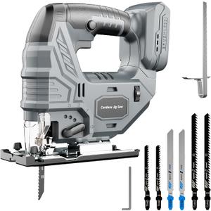 Cordless Jigsaw Compatible with DeWalt 20V Battery, Brushless Motor, 7-Speed Variable Control, 3200 RPM, 800W Power, 045 Bevel, LED Light, 6 Blades Included (Tool Only)