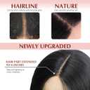 Lasescuch Long Black Middle Part Wavy Wig for Women Synthetic Lace Front Wig Heat Resistant Fiber Body Wave Glueless Wigs Natural Hairline Pre Plucked Daily Party Use Wigs 26 Inch (Black)