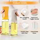 Oil Sprayer for Cooking, 220ml olive oil sprayer, oil spray bottle for Air Fryer, oil mister for Baking, Salad Dressings, Grilling (Glass Bottle, 220ml/7.4 oz) (White)