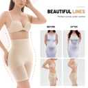 Shapewear Tummy Control High Waist Shapewear for Women Girdle Thigh Slimmer & Seamless Shapewear Shorts Cream (Beige, L)