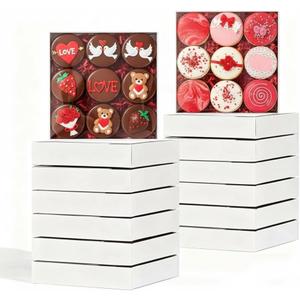 SLShePack 25PCS 6x6x1.25 Inches Baking Boxes with Clear display lid for Cookies, Macaron, Cakesicle, Dount, Pastry, Chocolate Covered Ores or More