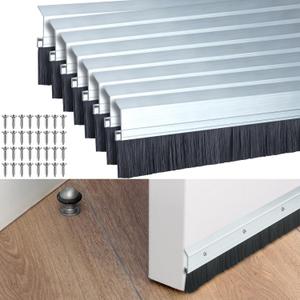 Hushee Brush Door Sweep for Exterior Interior, 36 Inches, Silver, 8 Pack