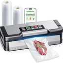95kPa Vacuum Sealer Machine with AquaLock Technology, Dual-Pump Automatic Food Sealer for Dry & Moist Foods, Double Heat Seal, Built-in Cutter, Bag Storage & Accessory Hose,2 Bag Rolls,Stainless Steel