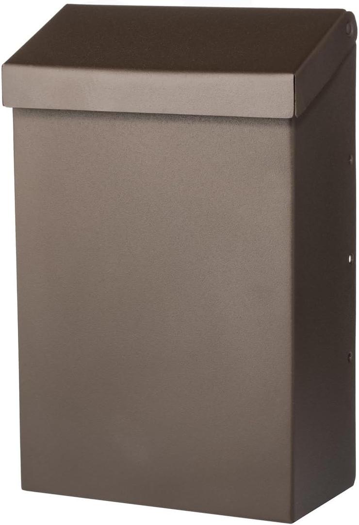 Architectural Mailboxes Modern Heritage Vertical Wall-Mounted Mailbox for Outside, Rust-Resistant Galvanized Steel Metal Small Mail Box, Bronze Modern Wall Mailbox