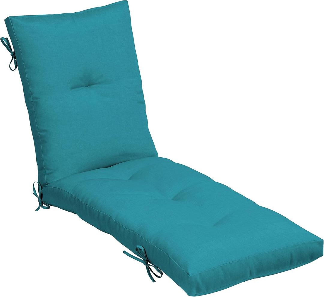 Arden Outdoor Plush Modern Tufted Chaise Cushion, 76 x 22, Rain-Proof, Fade Resistant, Tufted Cushion for Chaise Lounger Lake Blue Leala