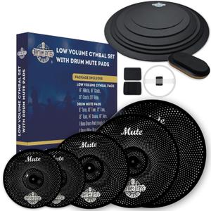 Rhythm Bytes Low Volume Cymbal Pack with Drum Silencer Pads, 12pcs, Cymbals Set - 14"/16"/18"/20", Drum Mute Pads - 10"/12"/13"/14"/16", 1 Bass Mute, Free Carry Bag, Black Rhythm Bytes Low Volume Cymbal Pack with Drum Silencer Pads, 12pcs, Cymbals Set - 14"/16"/18"/20", Drum Mute Pads - 10"/12"/13"/14"/16", 1 Bass Mute, Free Carry Bag, Black