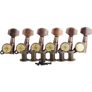 Guyker Guitar Locking Tuners (6 for Left) - 1:18 Lock String Tuning Key Pegs Machine Head Replacement for ST TL SG LP Style Electric, Folk or Acoustic Guitars - Antique Bronze