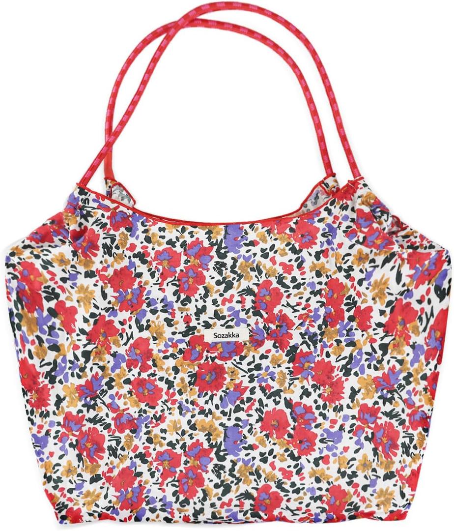 Womens Tote Bag, Cotton Large Tote Bags for Women, Colorful Womens Totes Bag Purse with Flower Patterns for Dating